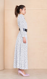 DDストライププリーツロングワンピース