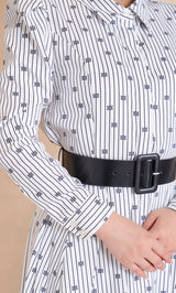 DDストライププリーツロングワンピース