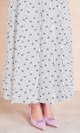 DDストライププリーツロングワンピース