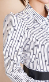 DDストライププリーツロングワンピース