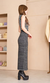 DDマリンボーダーニットロングワンピース