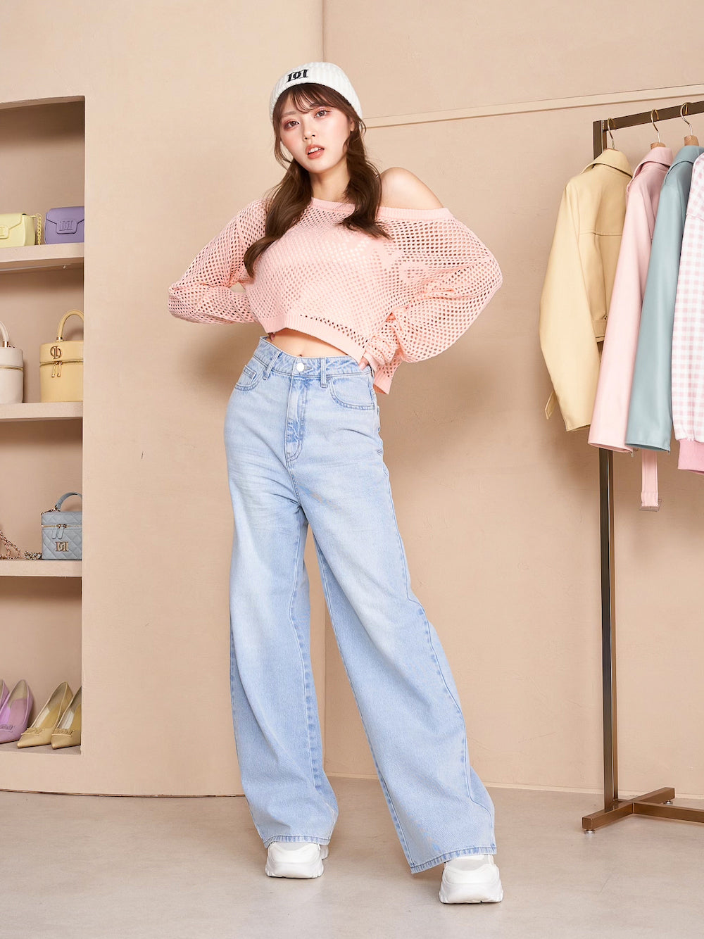 ジャガードメッシュニットトップス – Darich
