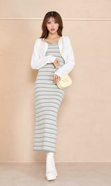 アンサンブルマルチボーダーロングワンピース