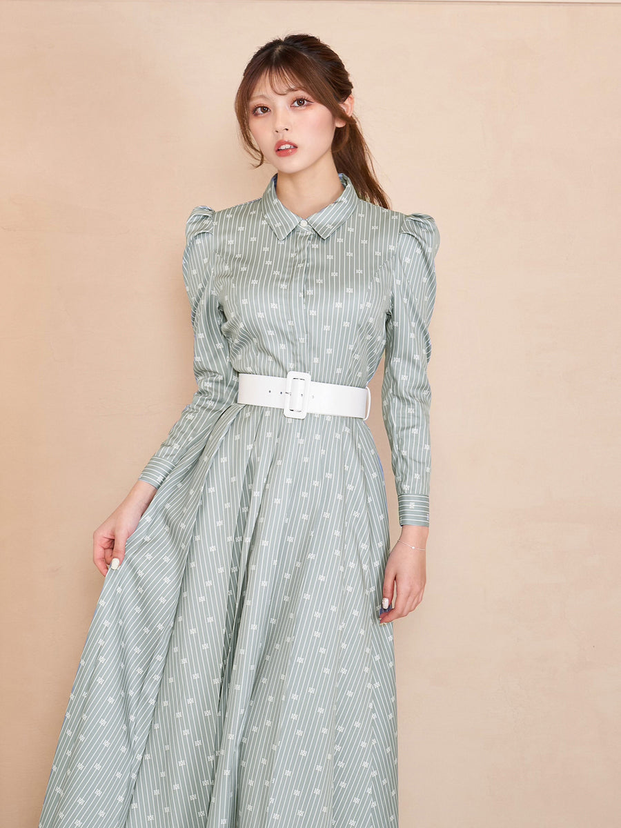 DDストライププリーツロングワンピース