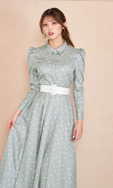 DDストライププリーツロングワンピース