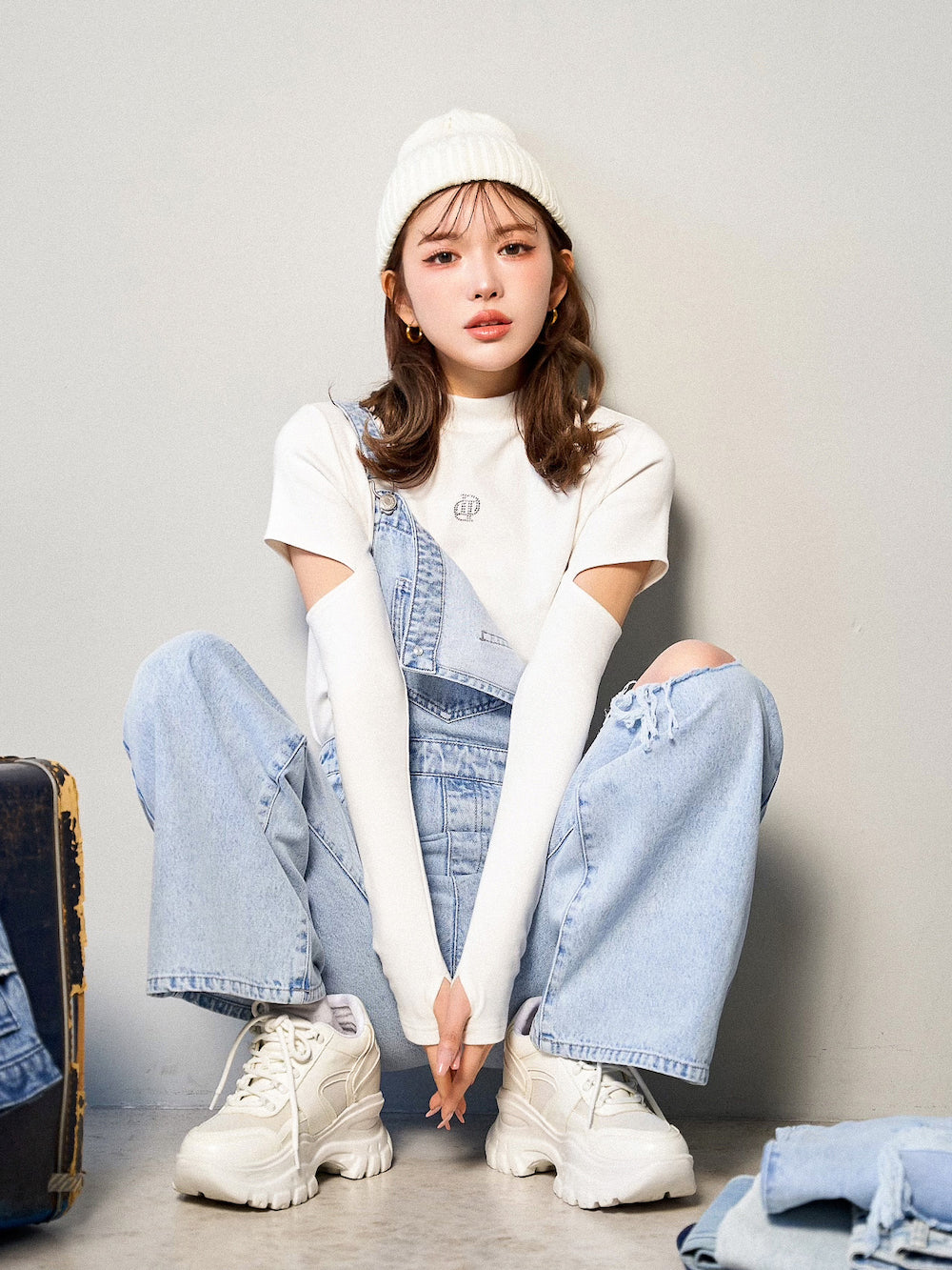 カットダメージデニムサロペット – Darich