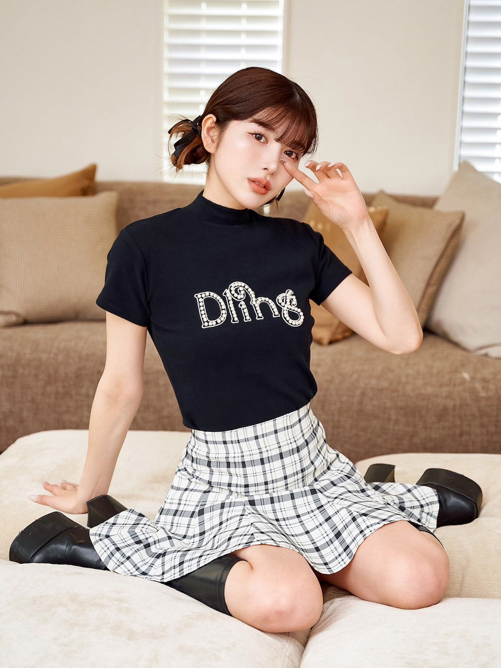 モデル：160cm（着用サイズ：FREE　着用カラー：BLK）