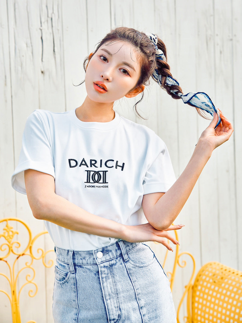 DDロゴエンブロイダリーTシャツ - wht