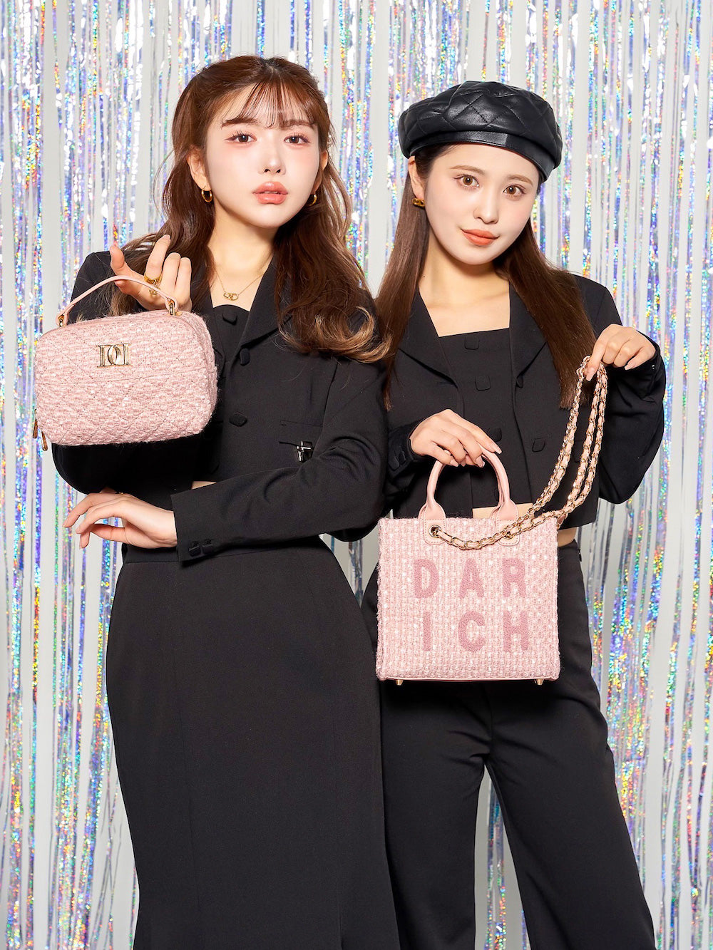 【novelty】チェーンツイードミニバッグ&ツイードマルチポーチ